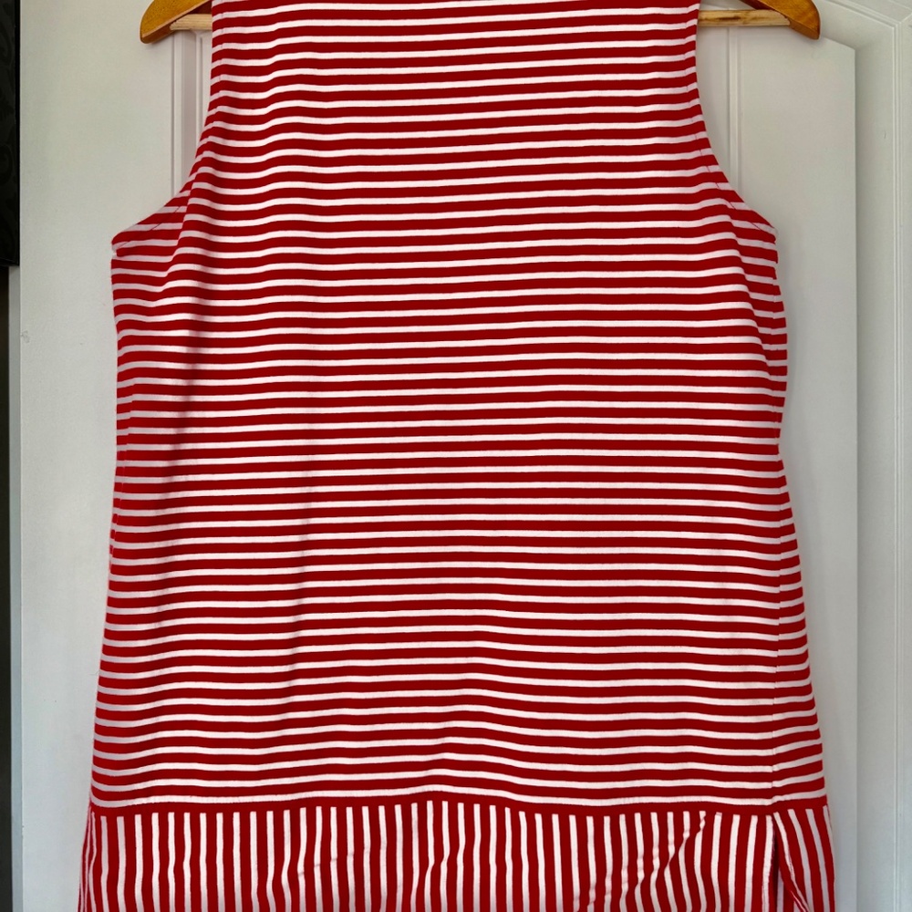 Jones New York Red White Split Neck Tank Top Size M - Picture 2 of 6